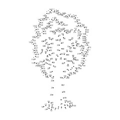 Connect The Dots and Draw tree coloring page, Educational Game for Kids. line drawing for kids, 