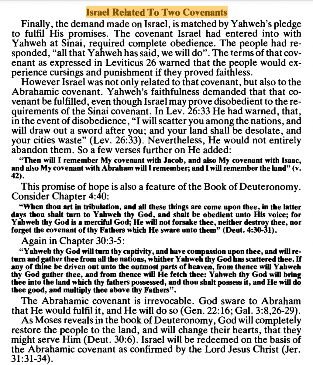 Israel relates to two covenants